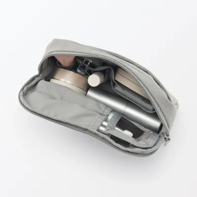 Wrinkled Nylon Wide-Opening Pouch - Large