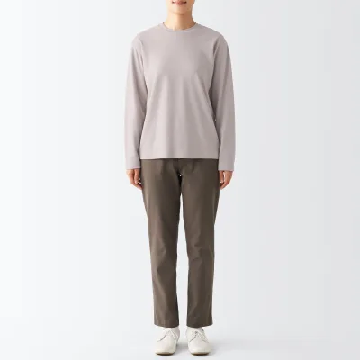 Kaos Lengan Panjang Crew Neck Interlock Wanita