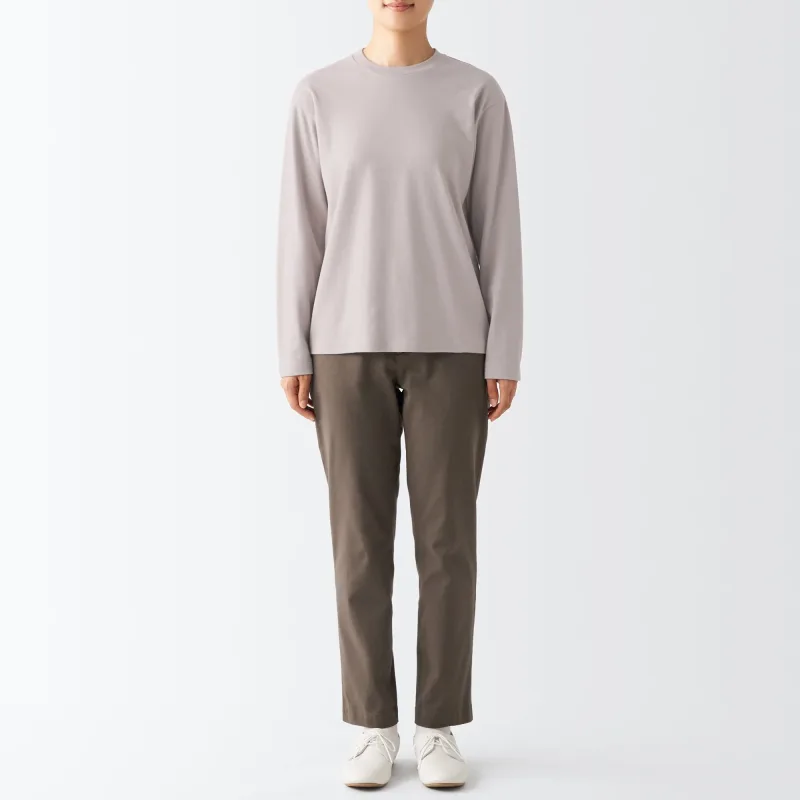 Kaos Lengan Panjang Crew Neck Interlock Wanita