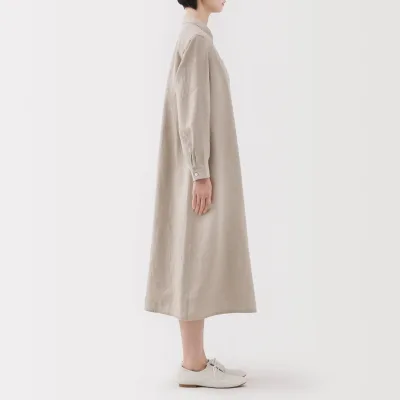 Vestido Camiseiro de Linha Lavada para Senhora