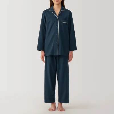 MUJI Women's Organic Cotton Flannel Pajamas with Side Seamless Design
