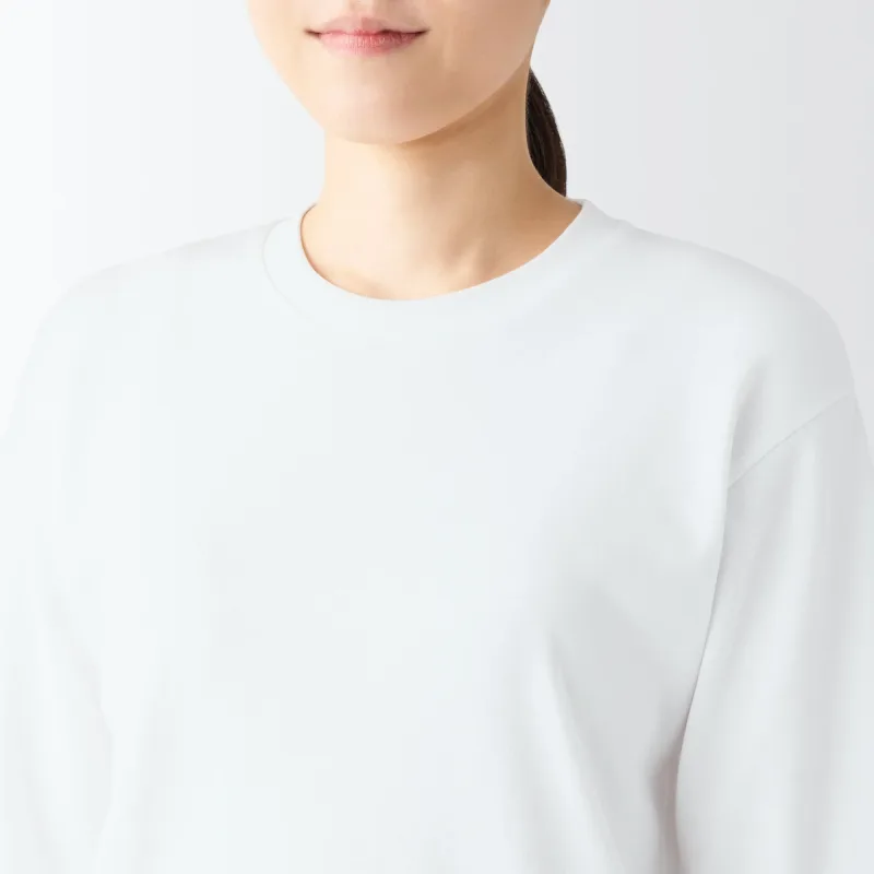 Kaos Lengan Panjang Crew Neck Interlock Wanita