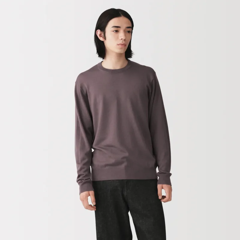 MUJI Men's Washable High-Gauge Wool Crewneck Sweater