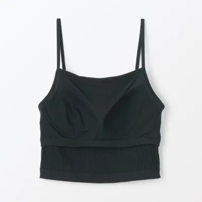 Camisole Rib Stretch Katun Wanita dengan Bra