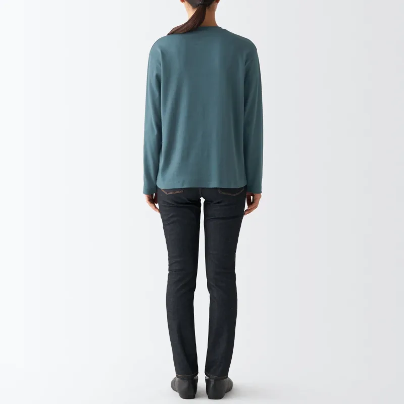 Kaos Lengan Panjang Crew Neck Interlock Wanita