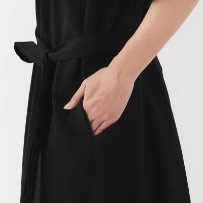 Vestido camisero de algodón orgánico para mujer con tacto fresco y cinturón