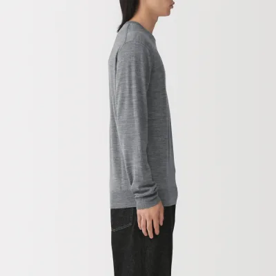 MUJI Men's Washable High-Gauge Wool Crewneck Sweater