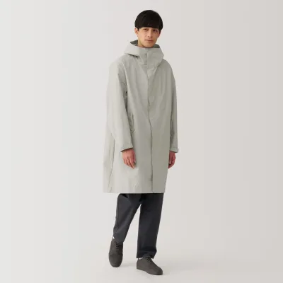 MUJI Men's Water Repellent Hooded Coat in Organic Cotton