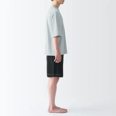 Conjunto de Loungewear Masculino de Manga Curta em Algodão com Absorção de Humidade