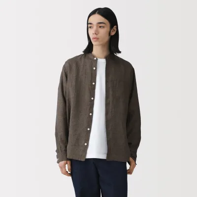 Linen Stand Collar Shirt