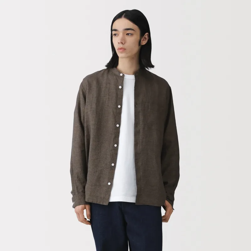 Linen Stand Collar Shirt