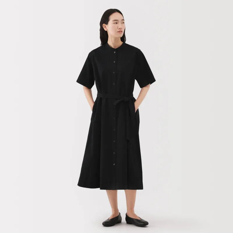 Vestido camisero de algodón orgánico para mujer con tacto fresco y cinturón