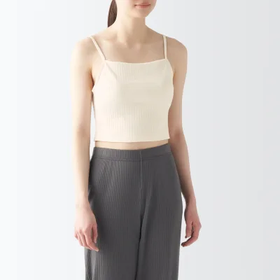 Camisole Rib Stretch Katun Wanita dengan Bra