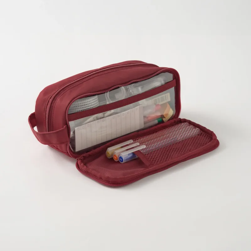 Nylon Pen Case with Window - Red