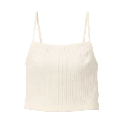 Camisole Rib Stretch Katun Wanita dengan Bra