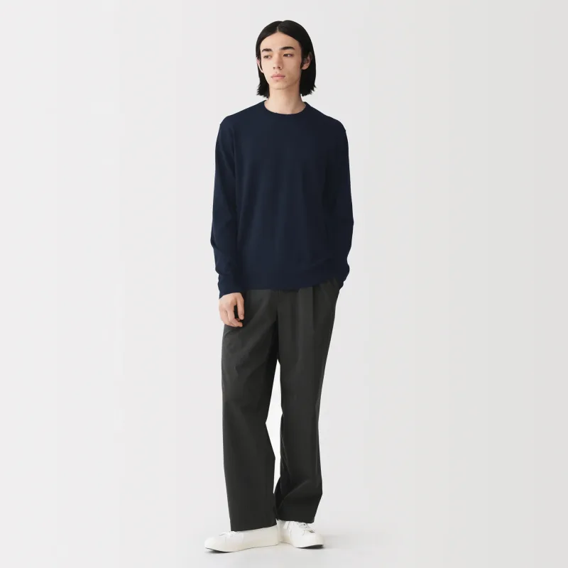 MUJI Men's Washable High-Gauge Wool Crewneck Sweater