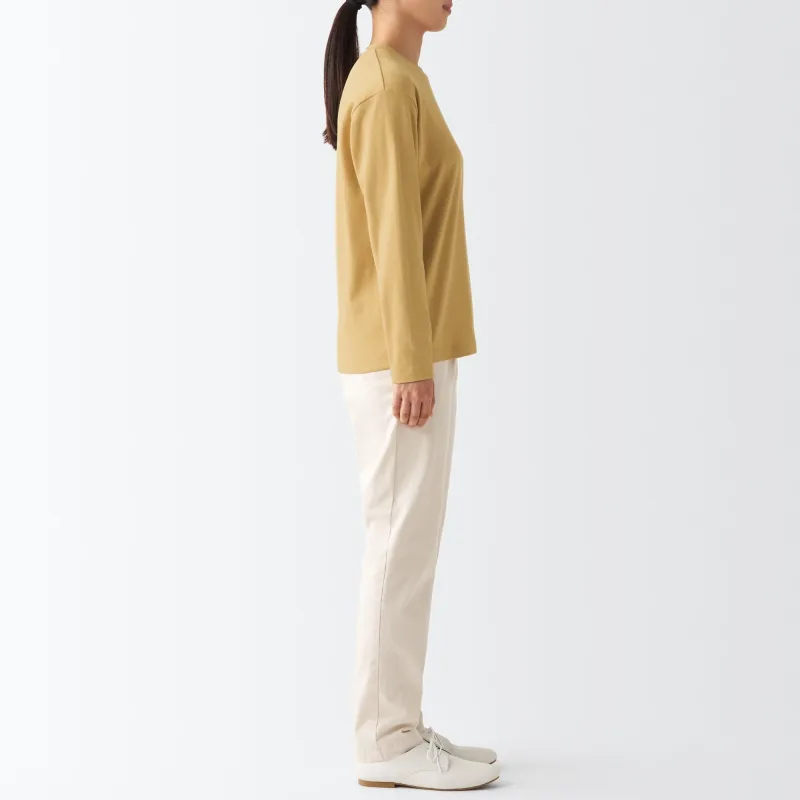 Kaos Lengan Panjang Crew Neck Interlock Wanita